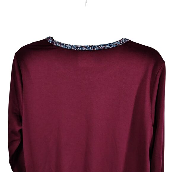 Lands End Womens Sz L Red Solid Long Sleeve Shirt - Picture 5 of 13